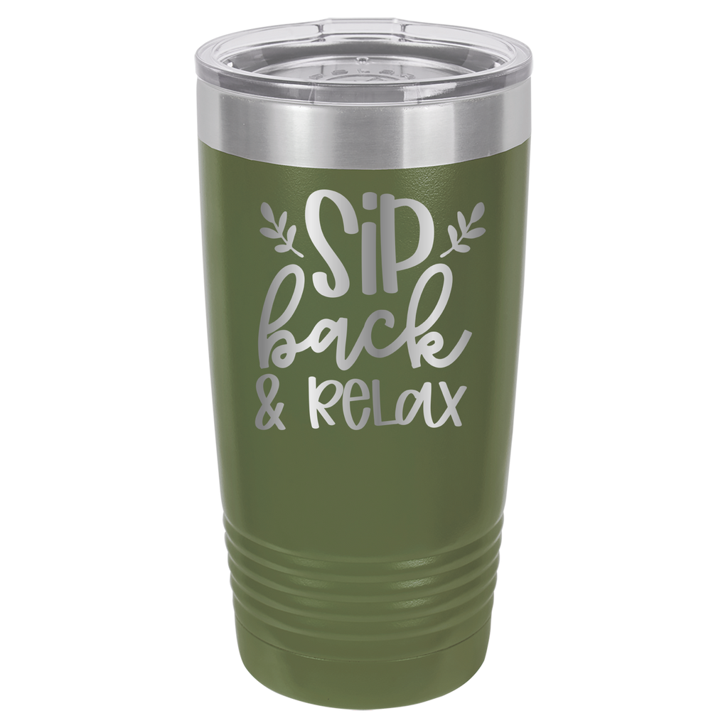 Sip Back & Relax - 20oz Polar Camel Tumbler - Olive Green image