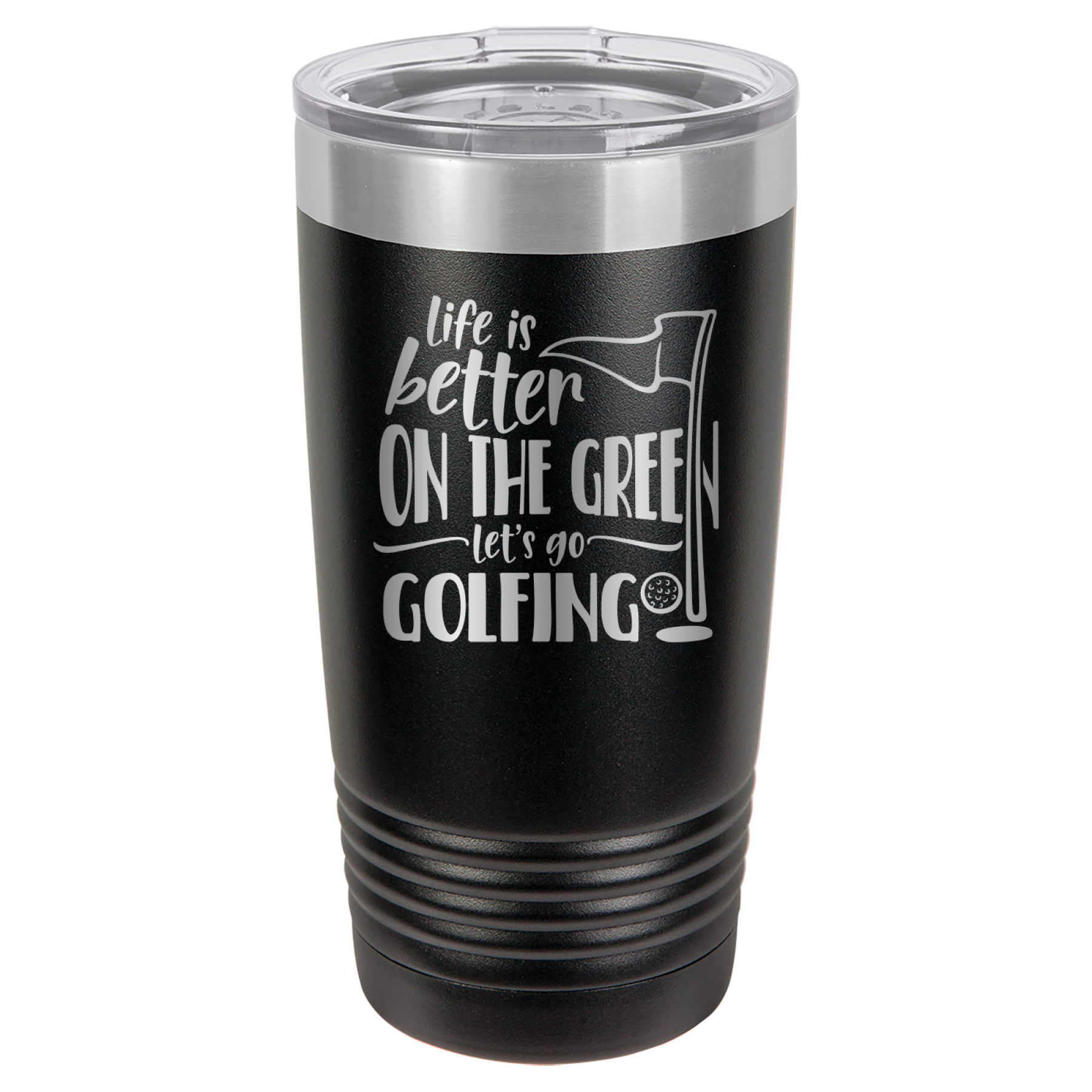 Life Is Better On The Green, Let's Go Golfing - 20oz Polar Camel Tumbler - Black image