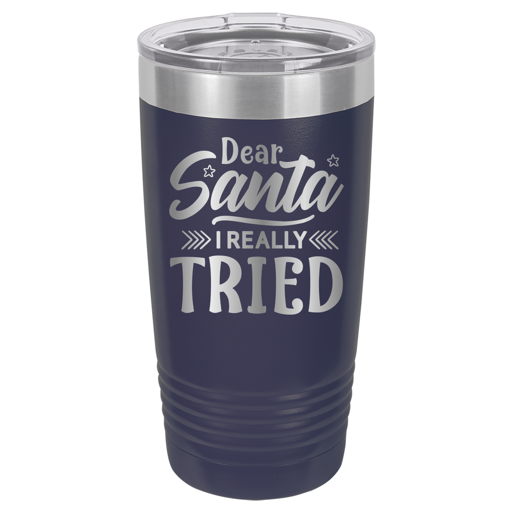 Dear Santa I Really Tried - 20oz Polar Camel Tumbler - Navy image