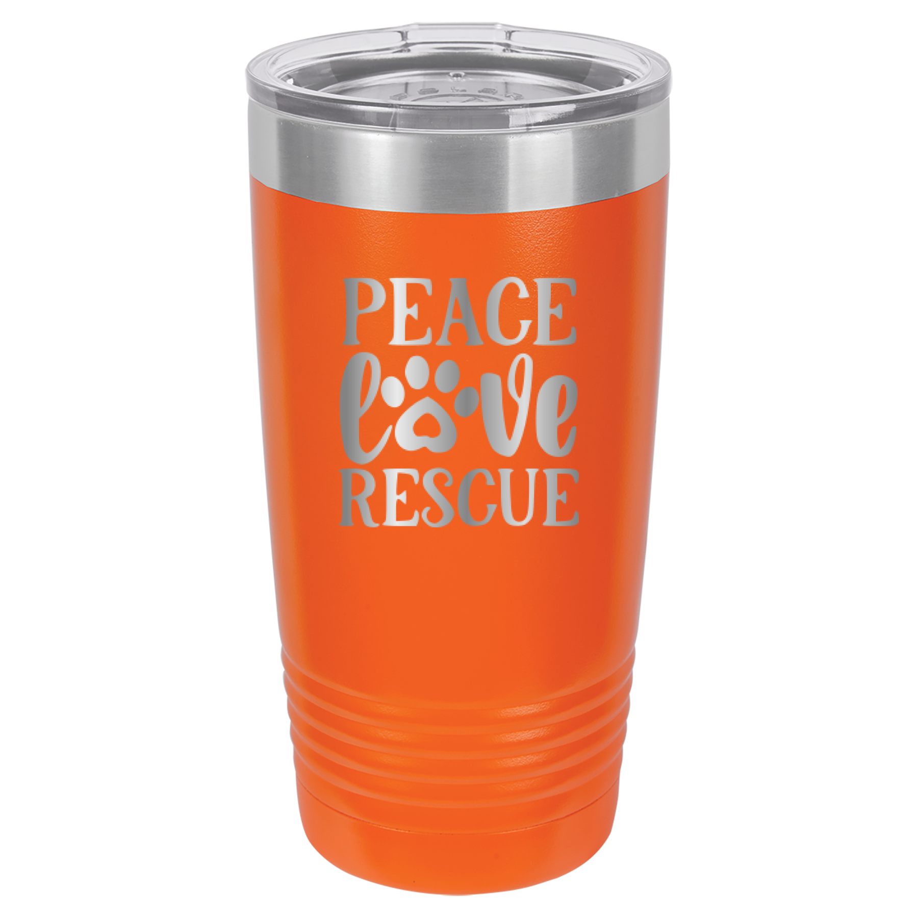 Peace, Love, Rescue - 20oz Polar Camel Tumbler - Orange image