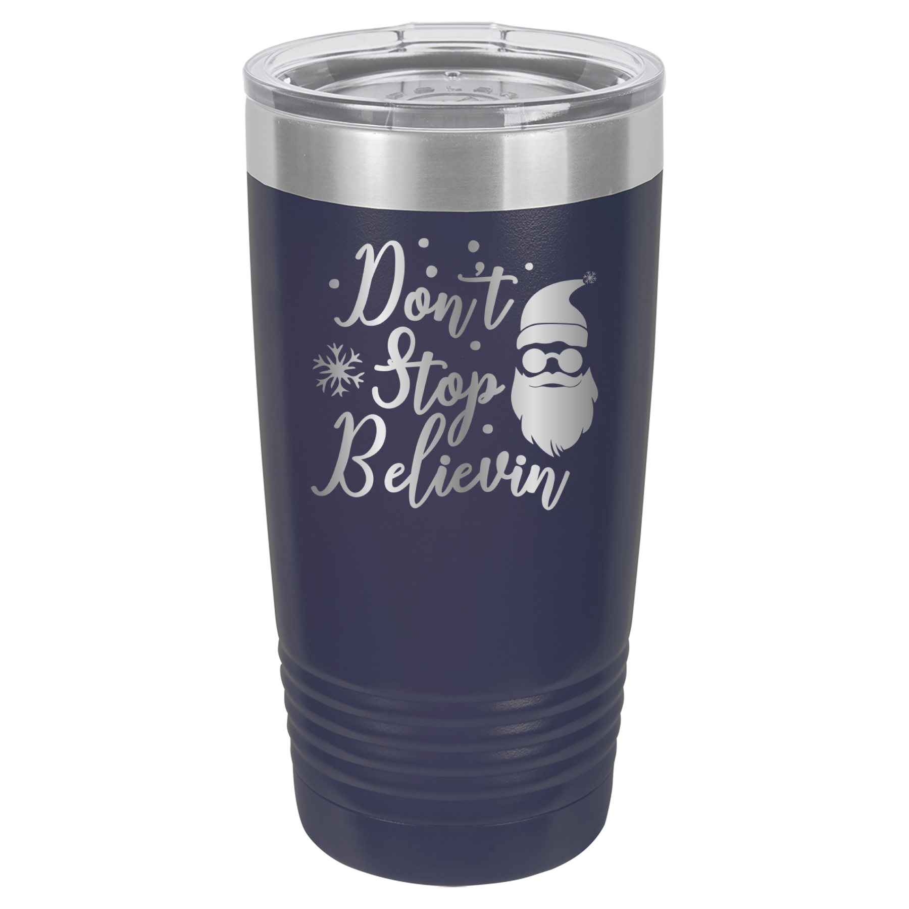 Don't Stop Believin - Santa Claus Christmas - 20oz Polar Camel Tumbler - Navy image