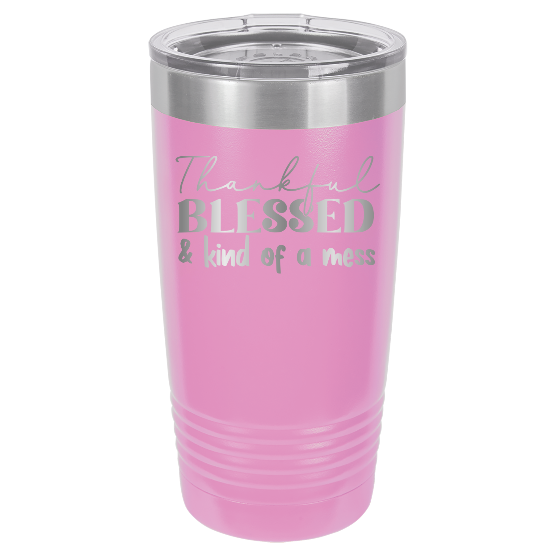 Thankful, Blessed, And Kind Of A Mess - 20oz Polar Camel Tumbler - Light Purple image