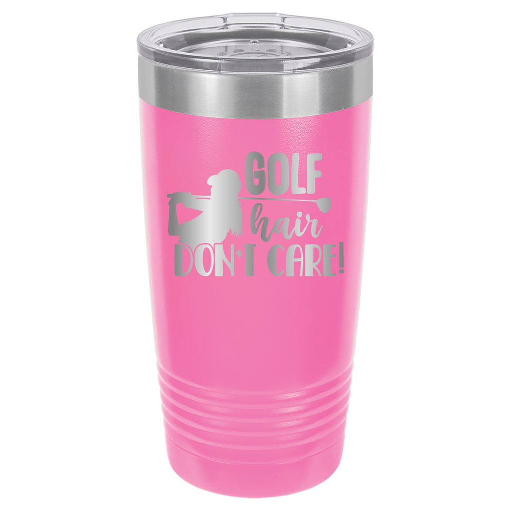Golf Hair, Don't Care - 20oz Polar Camel Tumbler - Pink image