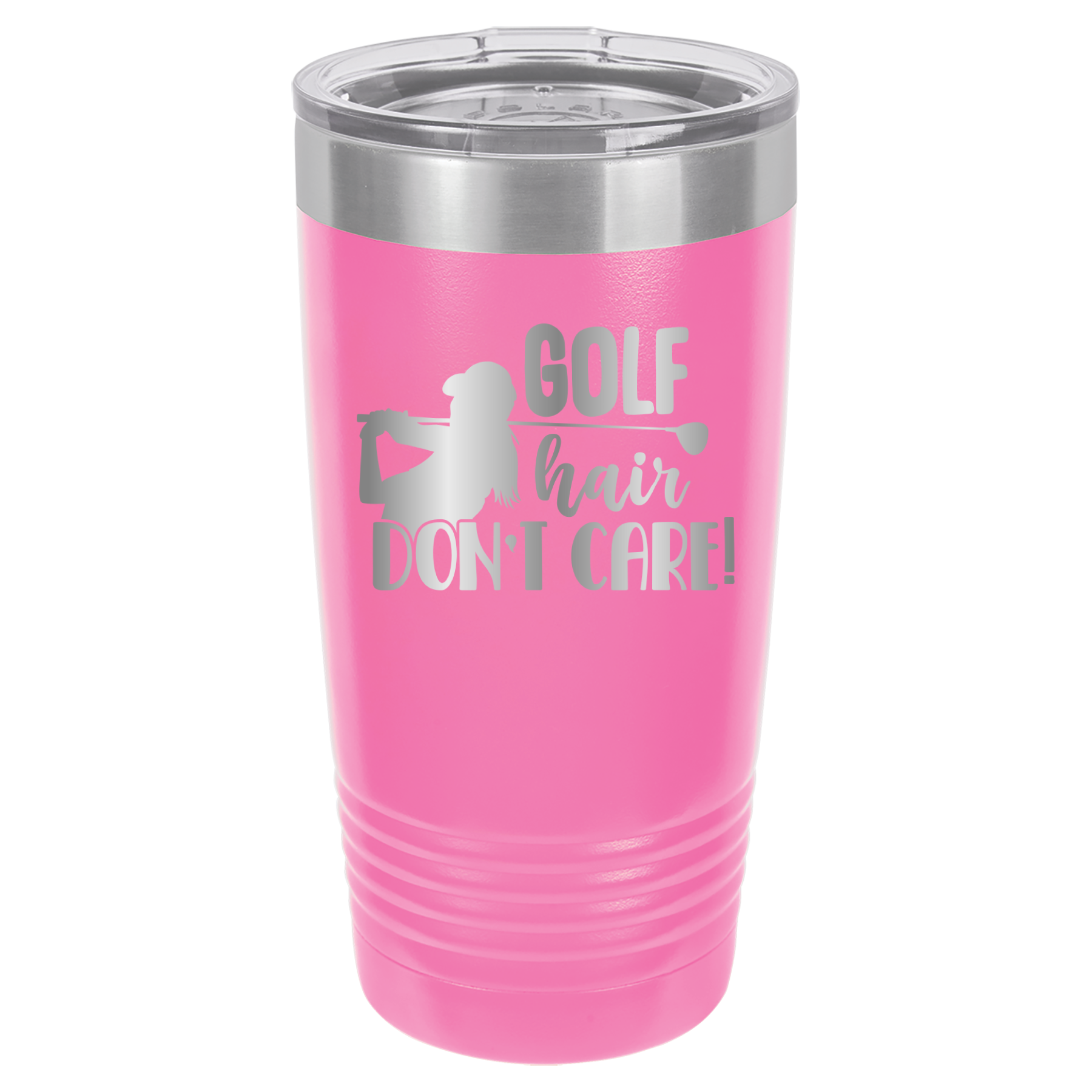 Golf Hair, Don't Care - 20oz Polar Camel Tumbler - Pink image