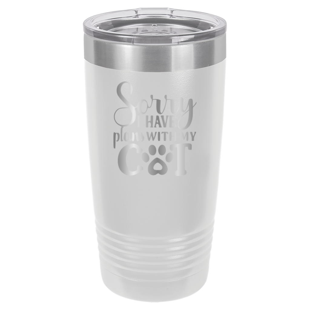 Sorry I Have Plans With My Cat - 20oz Polar Camel Tumbler - White image