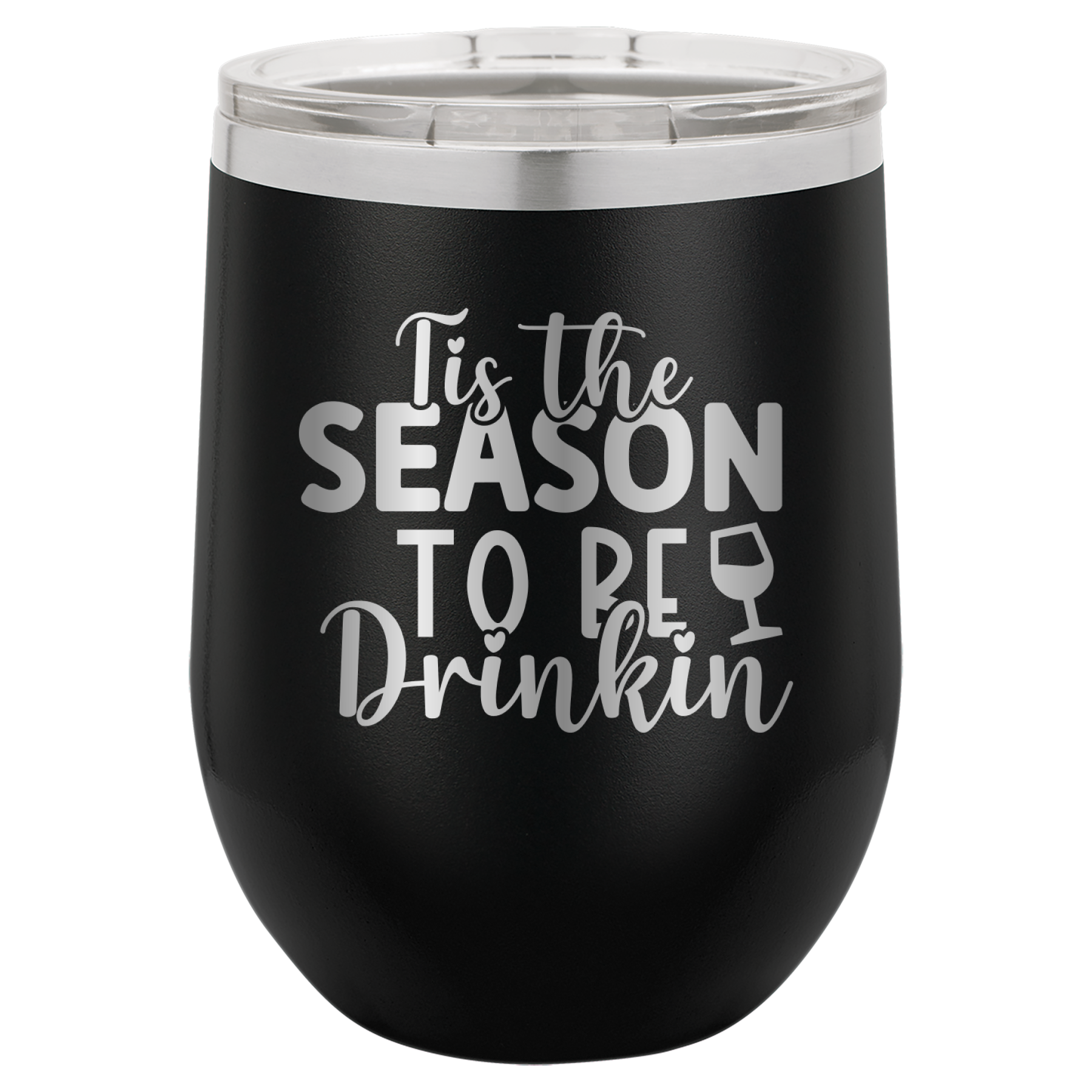 Tis The Season To Be Drinkin' - 12oz Polar Camel Wine Tumbler - Black image