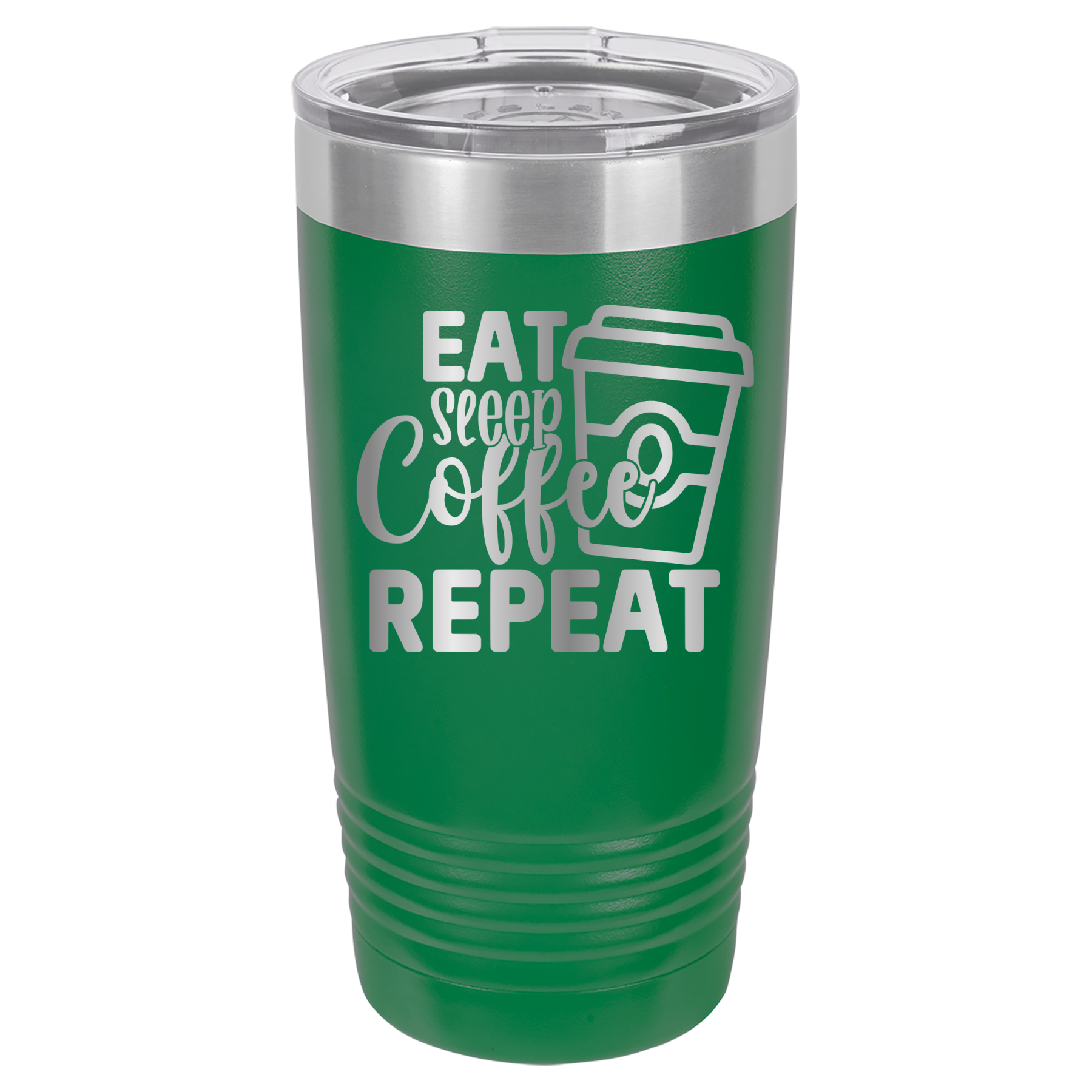 Eat, Sleep, Coffee, Repeat - 20oz Polar Camel Tumbler - For Coffee Lovers! - Green image