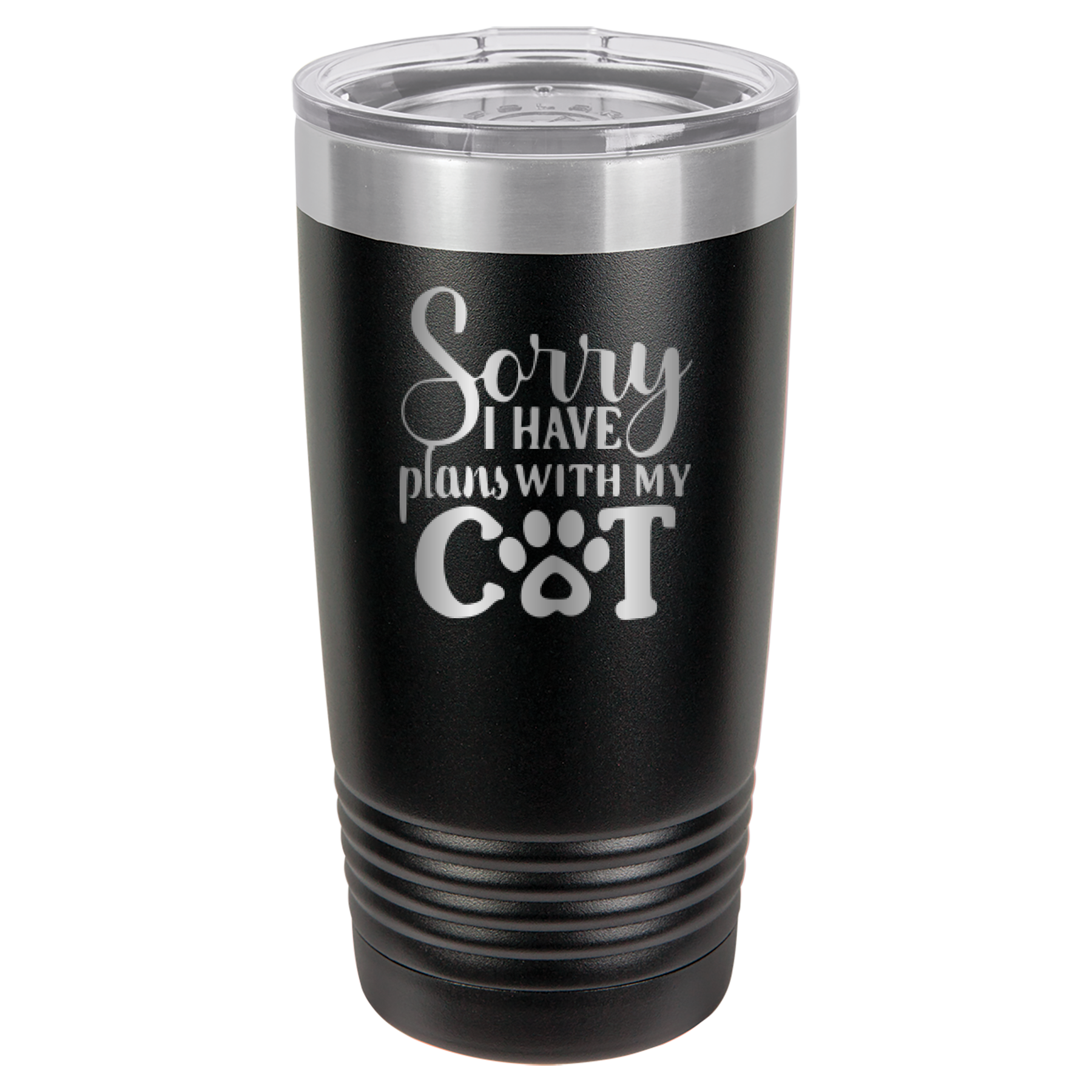 Sorry I Have Plans With My Cat - 20oz Polar Camel Tumbler - Black image