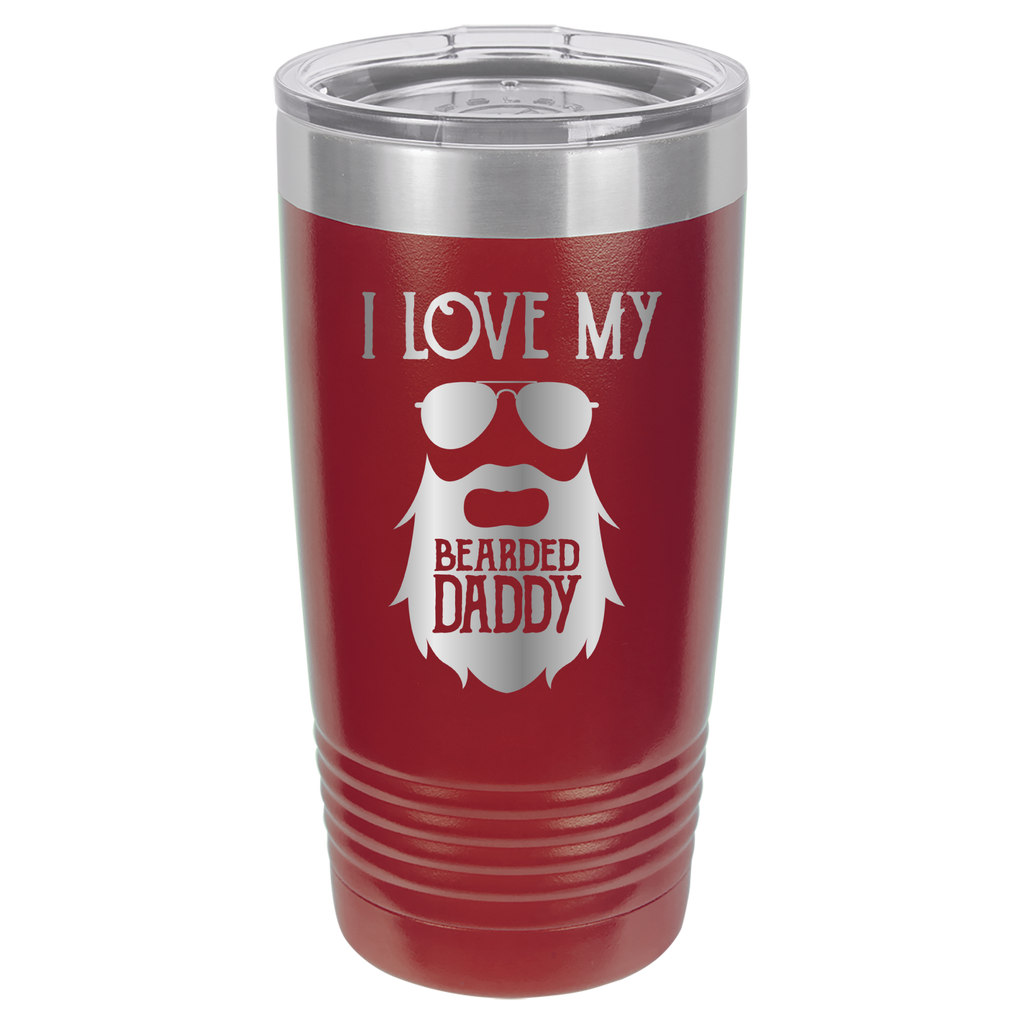 I Love My Bearded Daddy - 20oz Polar Camel Tumbler - Maroon image