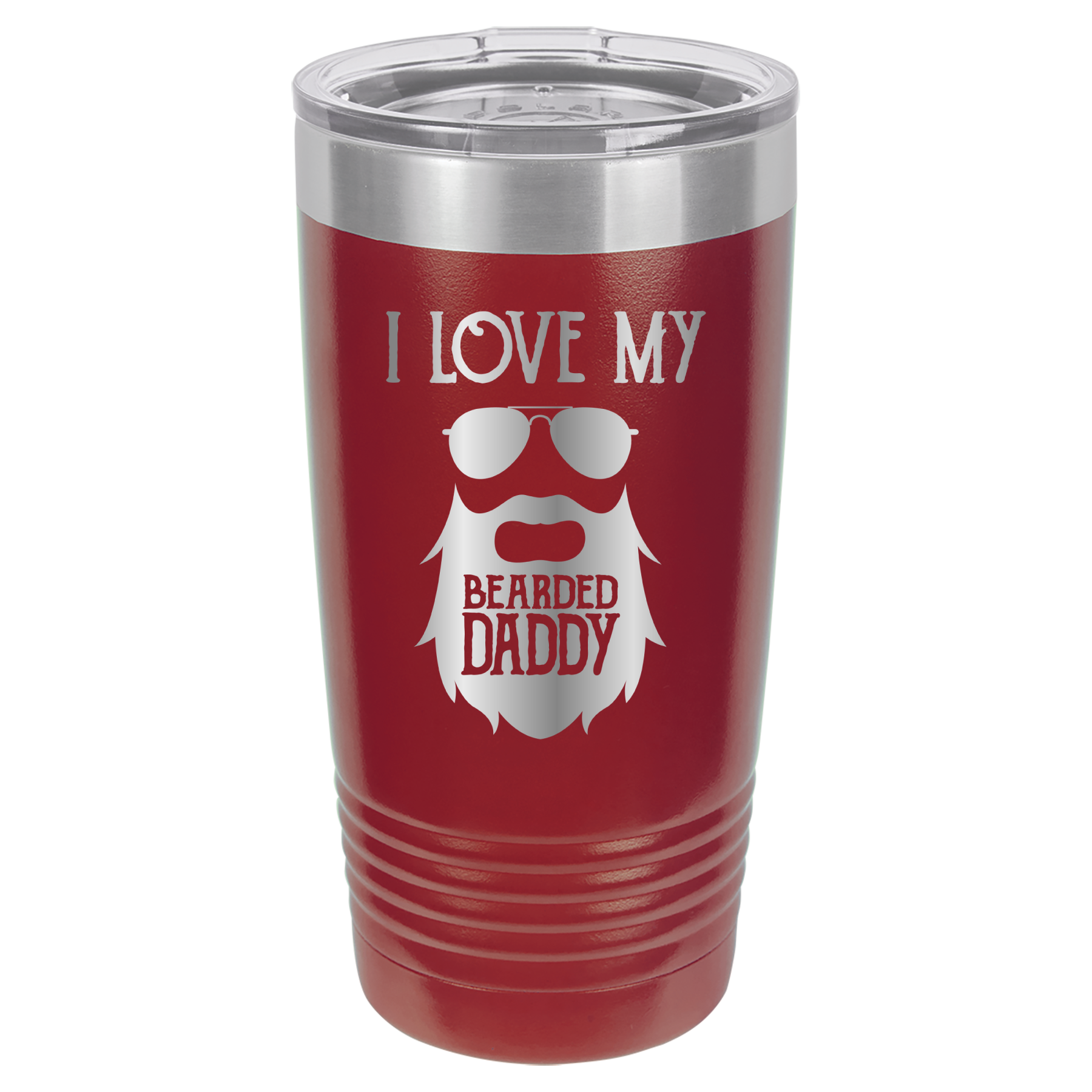 I Love My Bearded Daddy - 20oz Polar Camel Tumbler - Maroon image