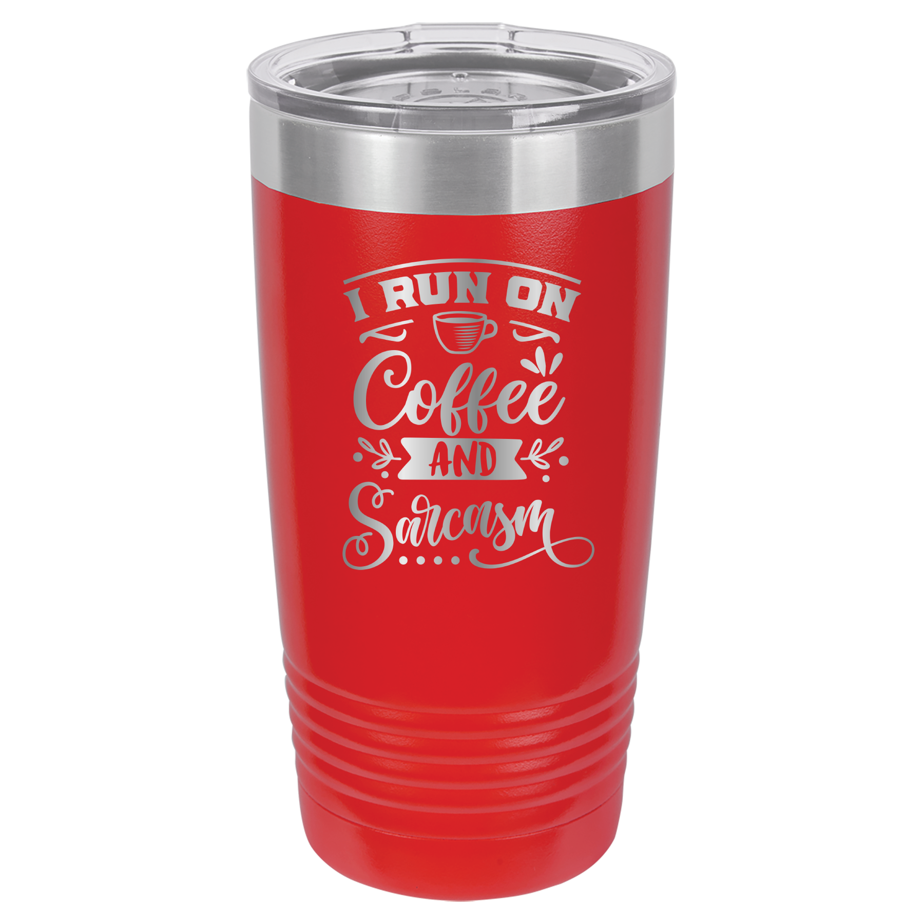 I Run On Coffee and Sarcasm - 20oz Polar Camel Tumbler - Red image
