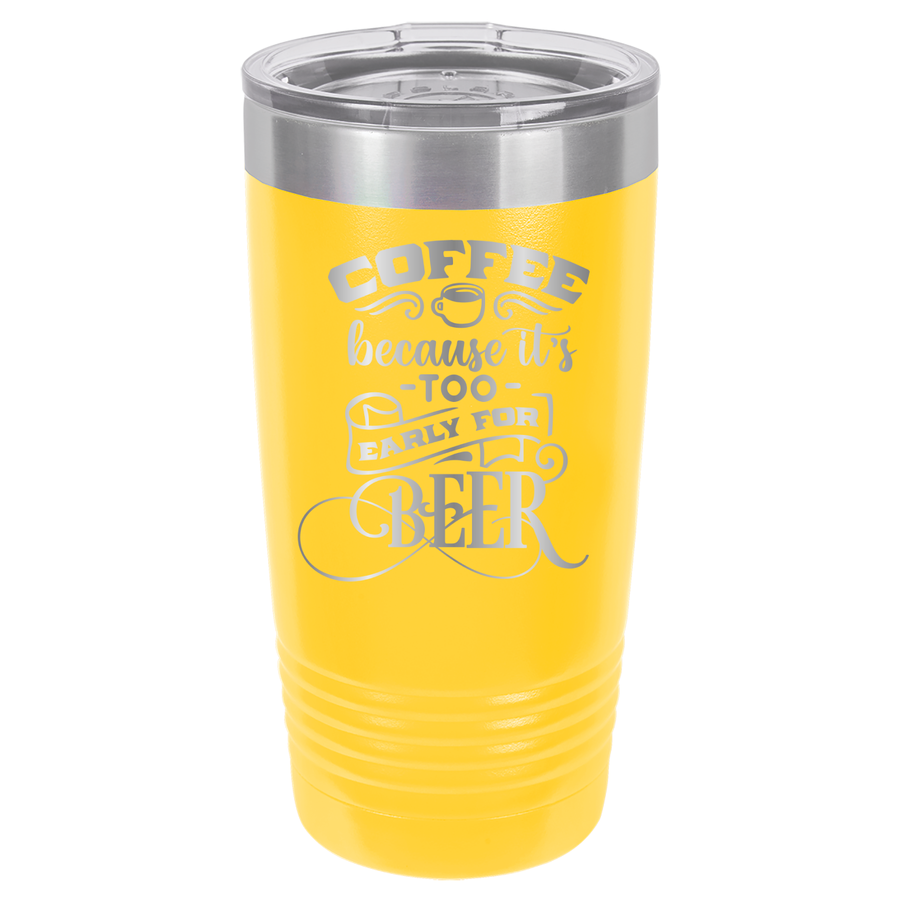 Coffee Because It's Too Early For Beer - 20oz Polar Camel Tumbler - Yellow image
