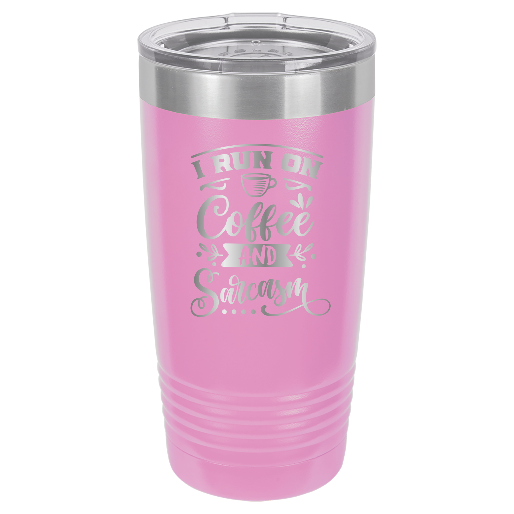I Run On Coffee and Sarcasm - 20oz Polar Camel Tumbler - Light Purple image