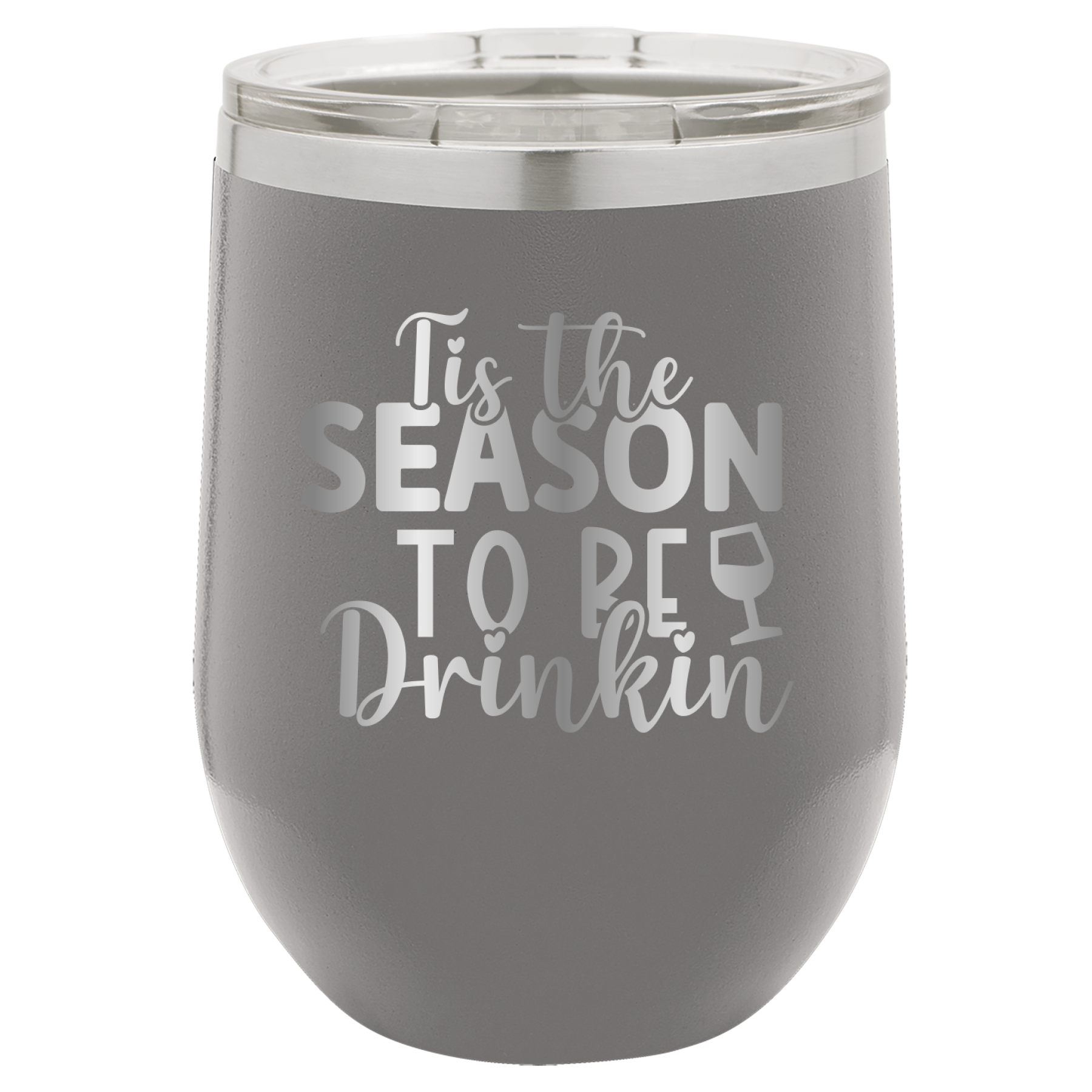 Tis The Season To Be Drinkin' - 12oz Polar Camel Wine Tumbler - Gray image