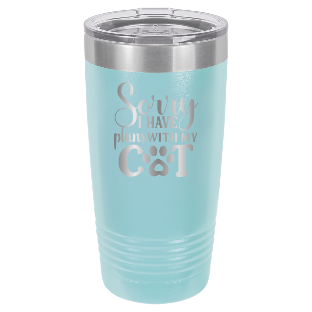 Sorry I Have Plans With My Cat - 20oz Polar Camel Tumbler - Light Blue image