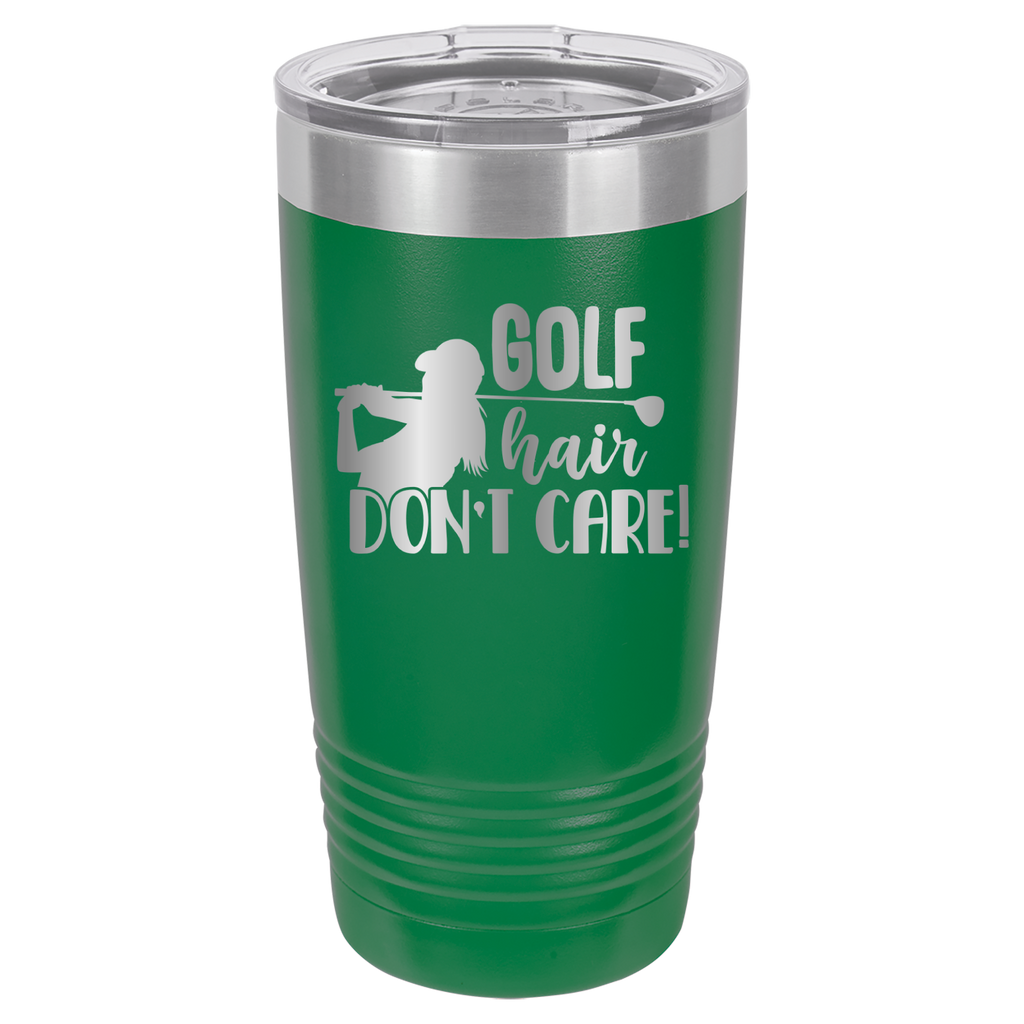 Golf Hair, Don't Care - 20oz Polar Camel Tumbler - Green image