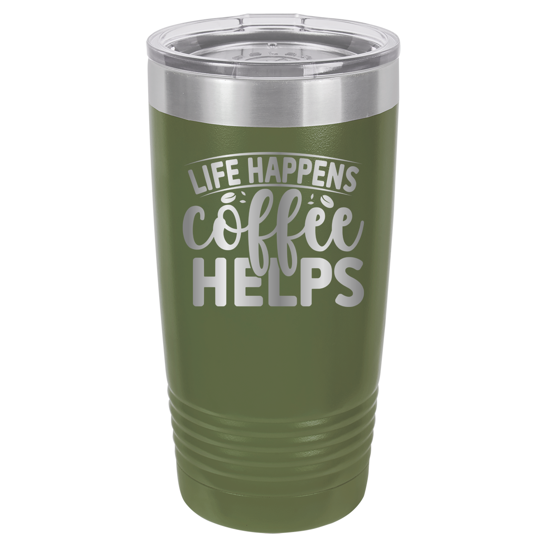 Life Happens Coffee Helps - 20oz Polar Camel Tumbler - Olive Green image