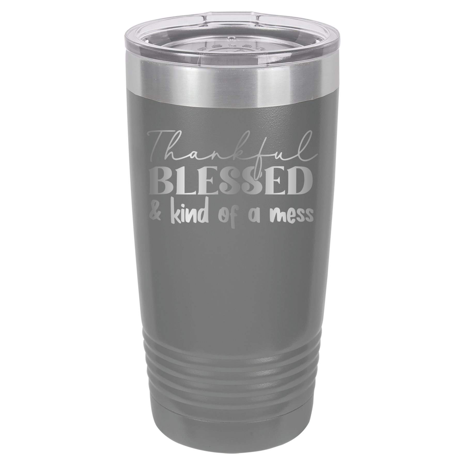 Thankful, Blessed, And Kind Of A Mess - 20oz Polar Camel Tumbler - Gray image
