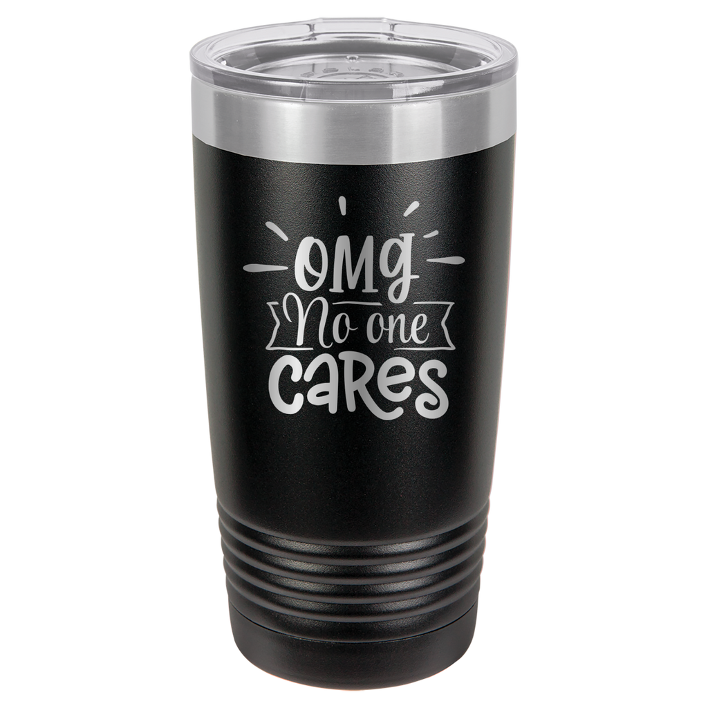 OMG No One Cares - 20oz Polar Camel Tumbler - Black image