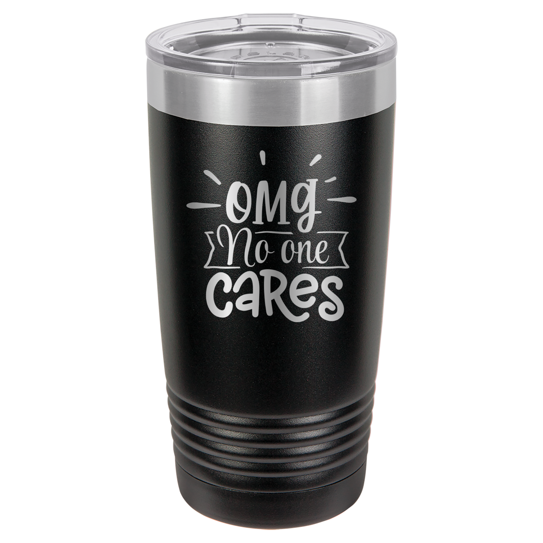 OMG No One Cares - 20oz Polar Camel Tumbler - Black image