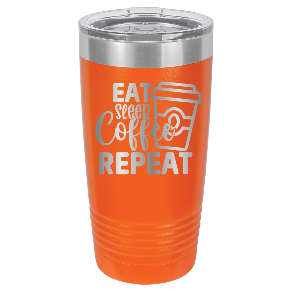 Eat, Sleep, Coffee, Repeat - 20oz Polar Camel Tumbler - For Coffee Lovers! - Orange image