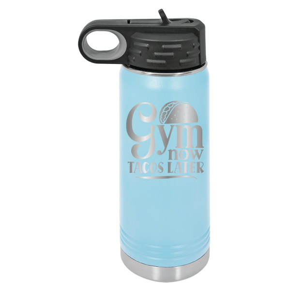 Gym Now, Tacos Later - 20oz Polar Camel Tumbler - Sip in Style! - Light Blue image
