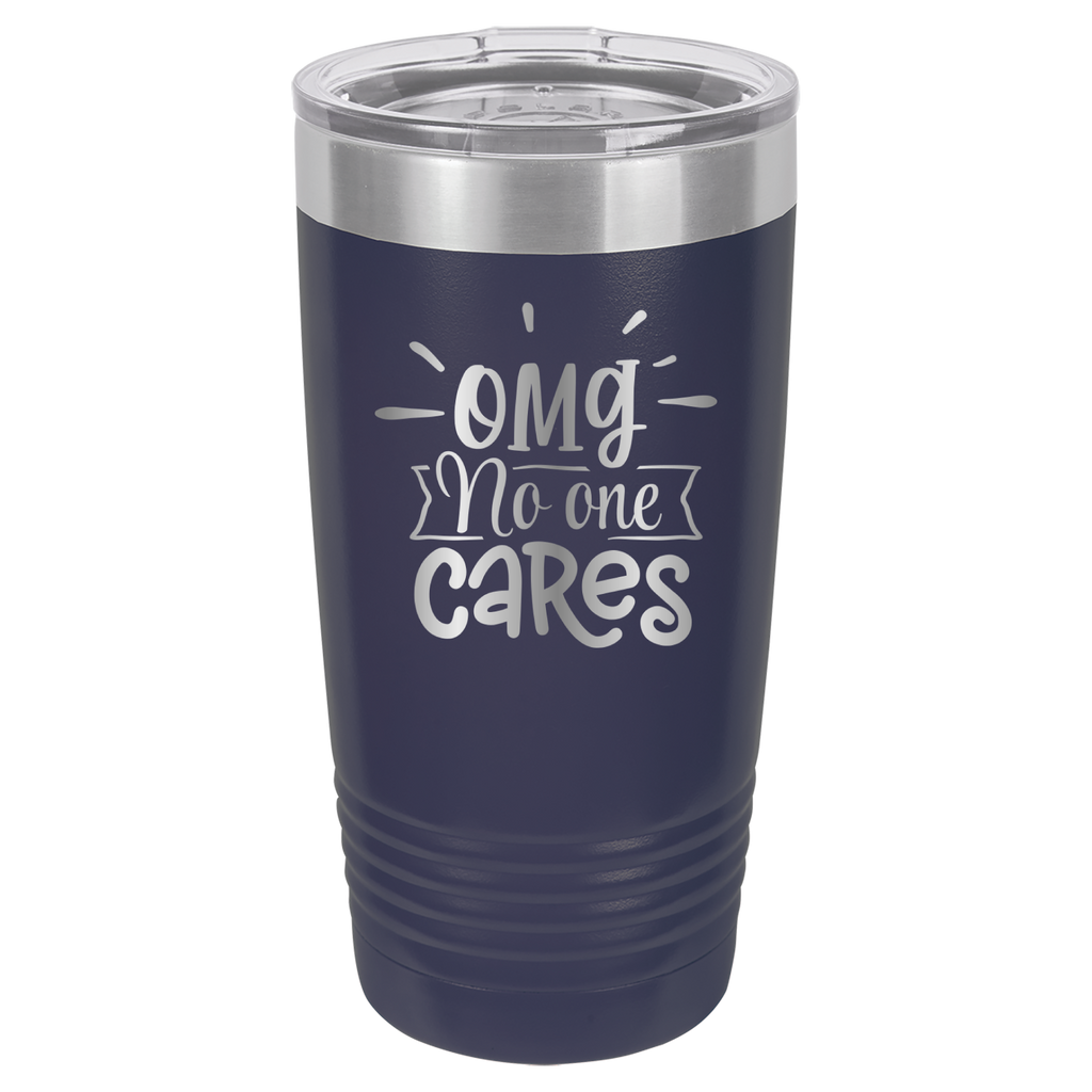 OMG No One Cares - 20oz Polar Camel Tumbler - Navy image