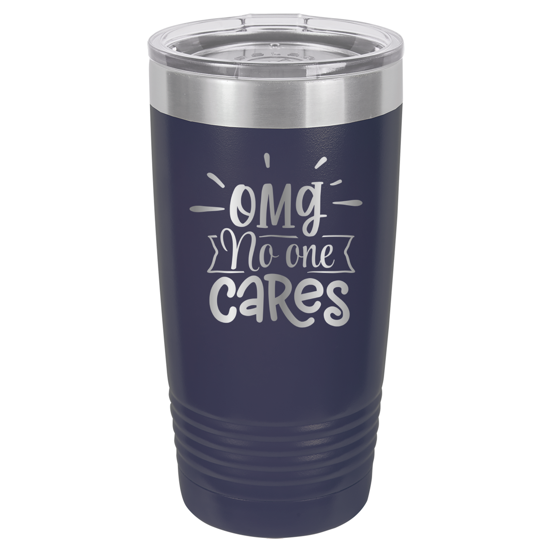 OMG No One Cares - 20oz Polar Camel Tumbler - Navy image
