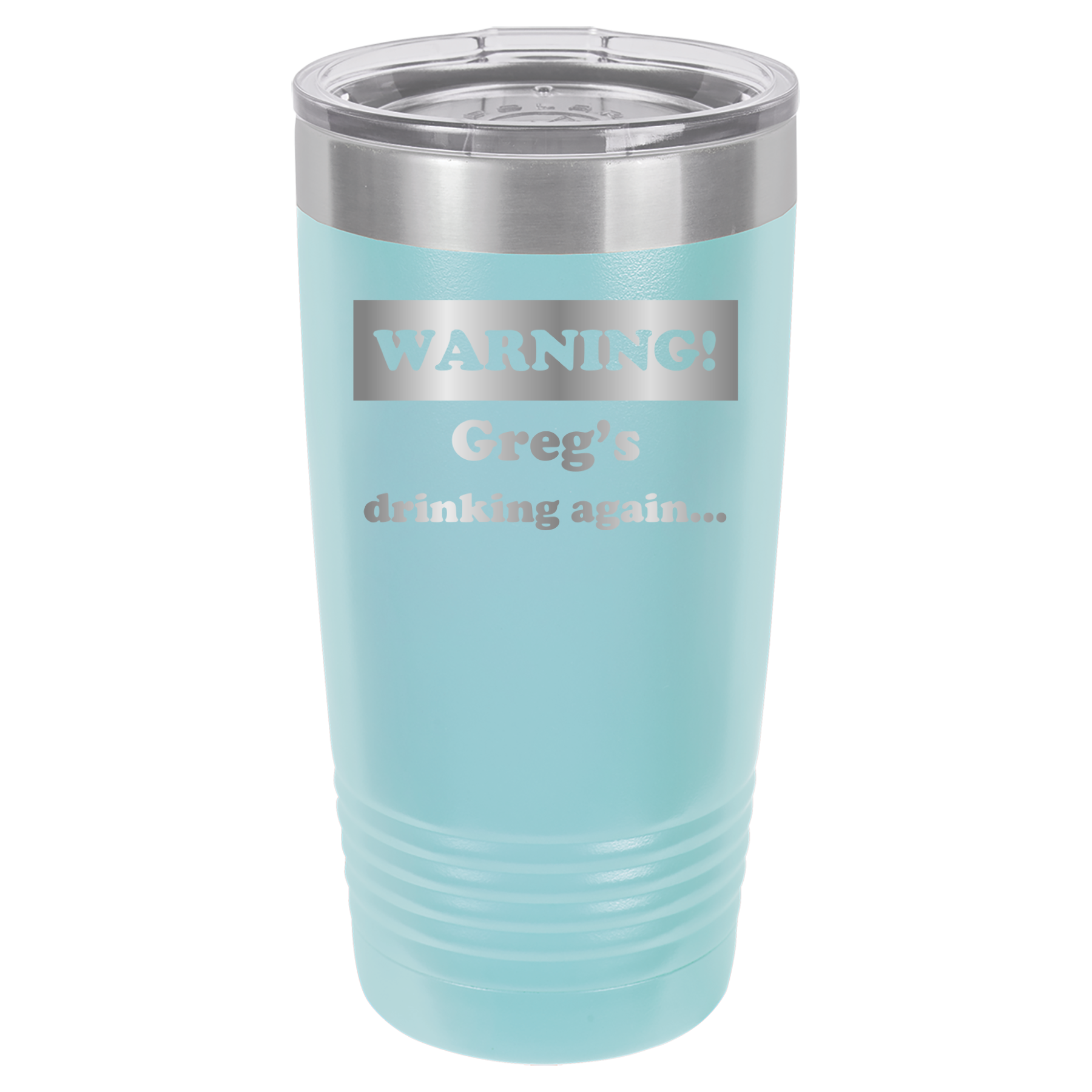 Warning! Drinking Again - 20oz Polar Camel Tumbler - Personalized - Light Blue image