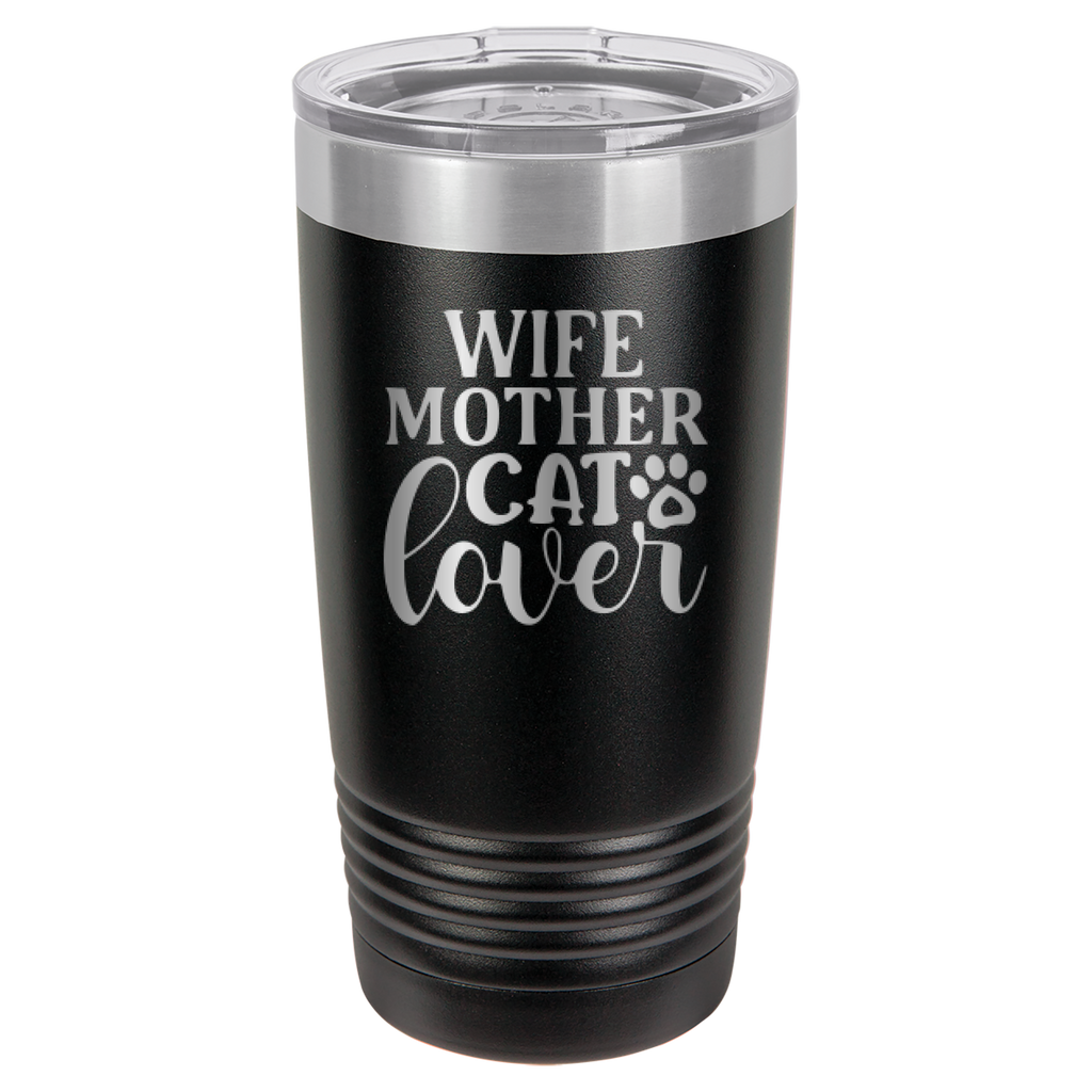 Wife, Mother, Cat Lover - 20oz Polar Camel Tumbler - Black image