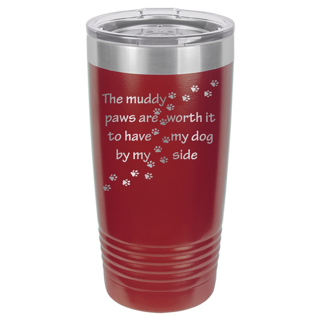 Muddy Paws - Dog 20oz Polar Camel Tumbler - Can Be Customized - Maroon image