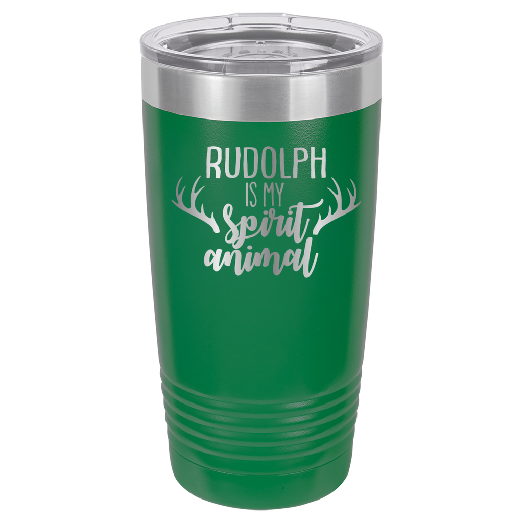 Rudolph Is My Spirit Animal - 20oz Polar Camel Tumbler - Green image