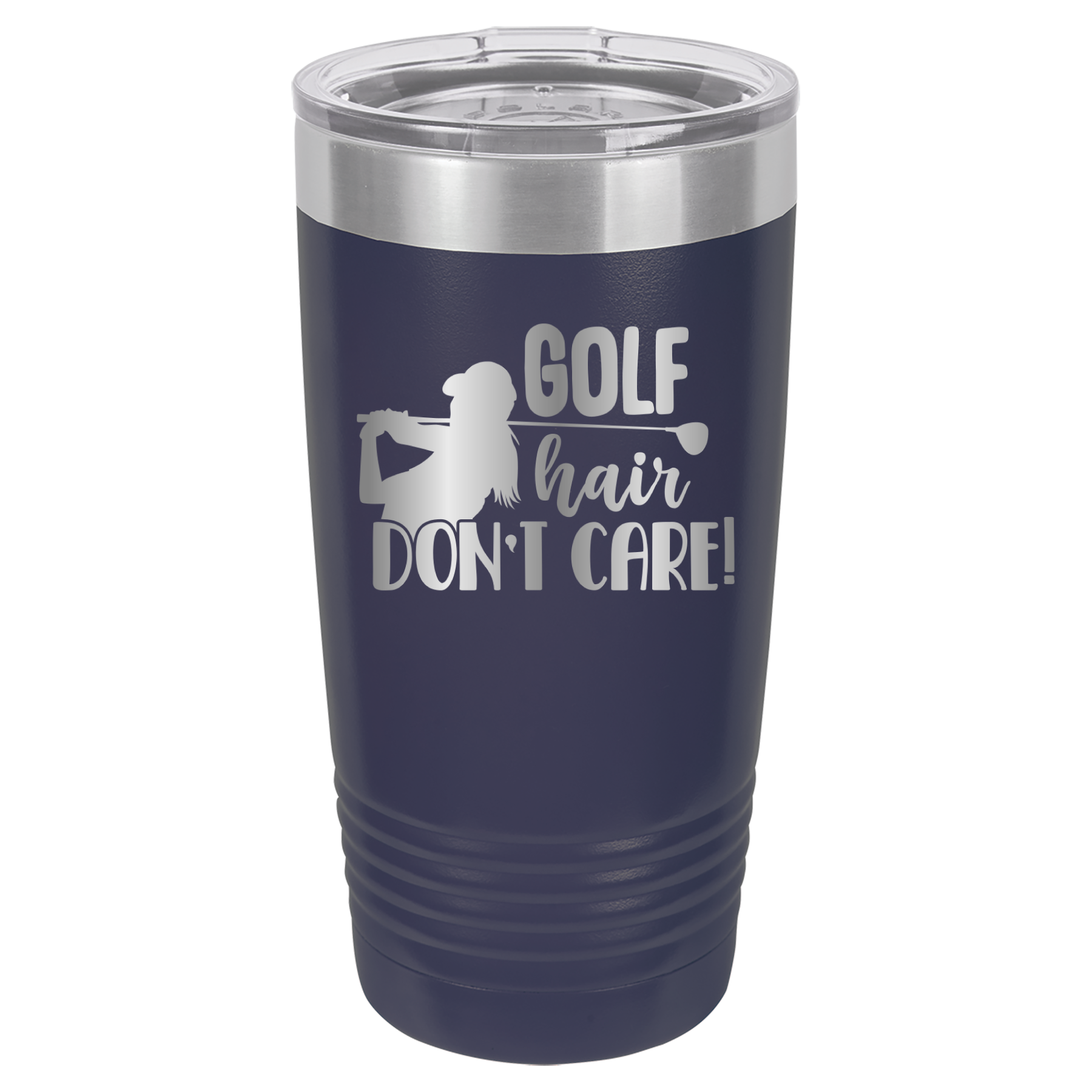 Golf Hair, Don't Care - 20oz Polar Camel Tumbler - Navy image