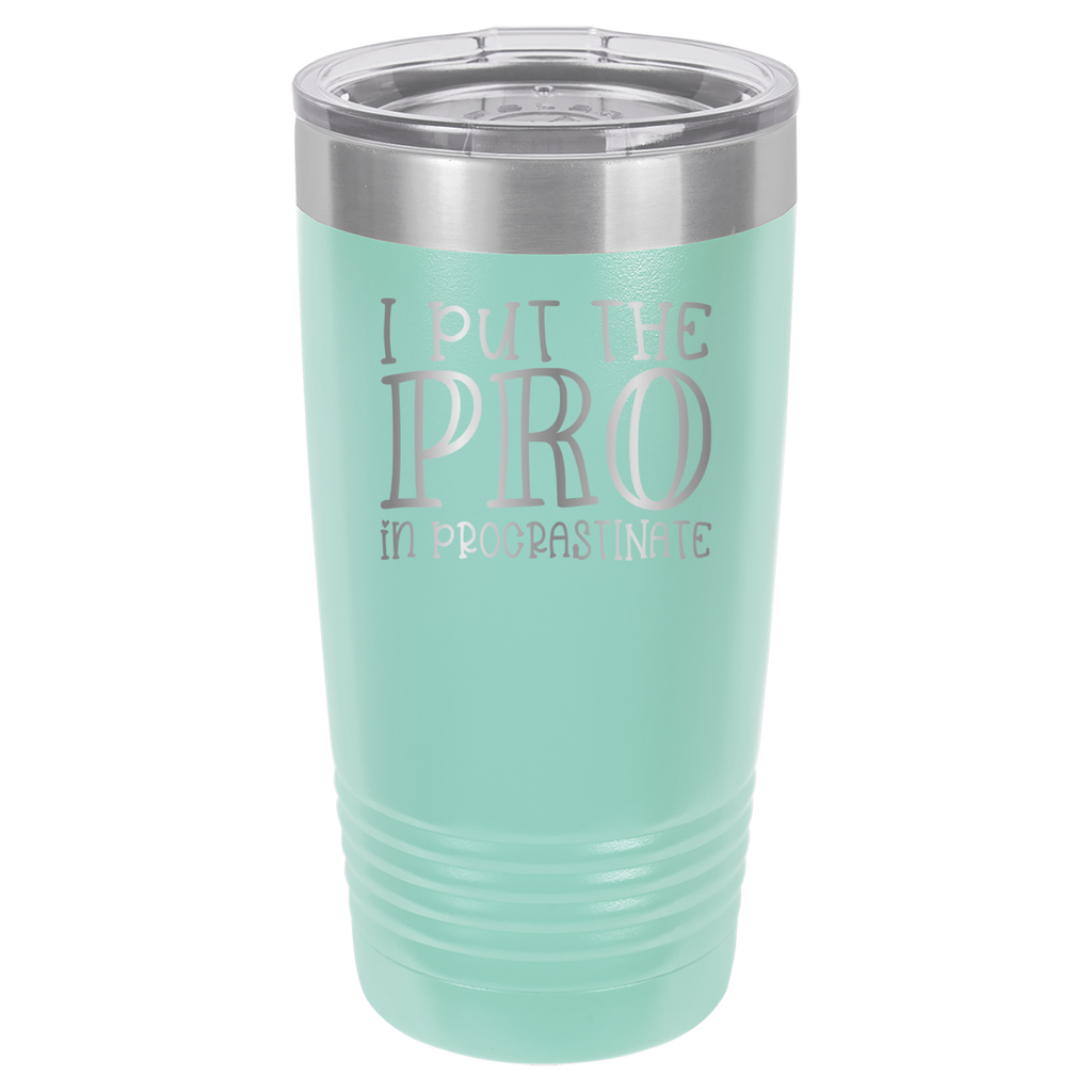 I Put the PRO in Procrastinate - Polar Camel 20oz Tumbler - Teal image
