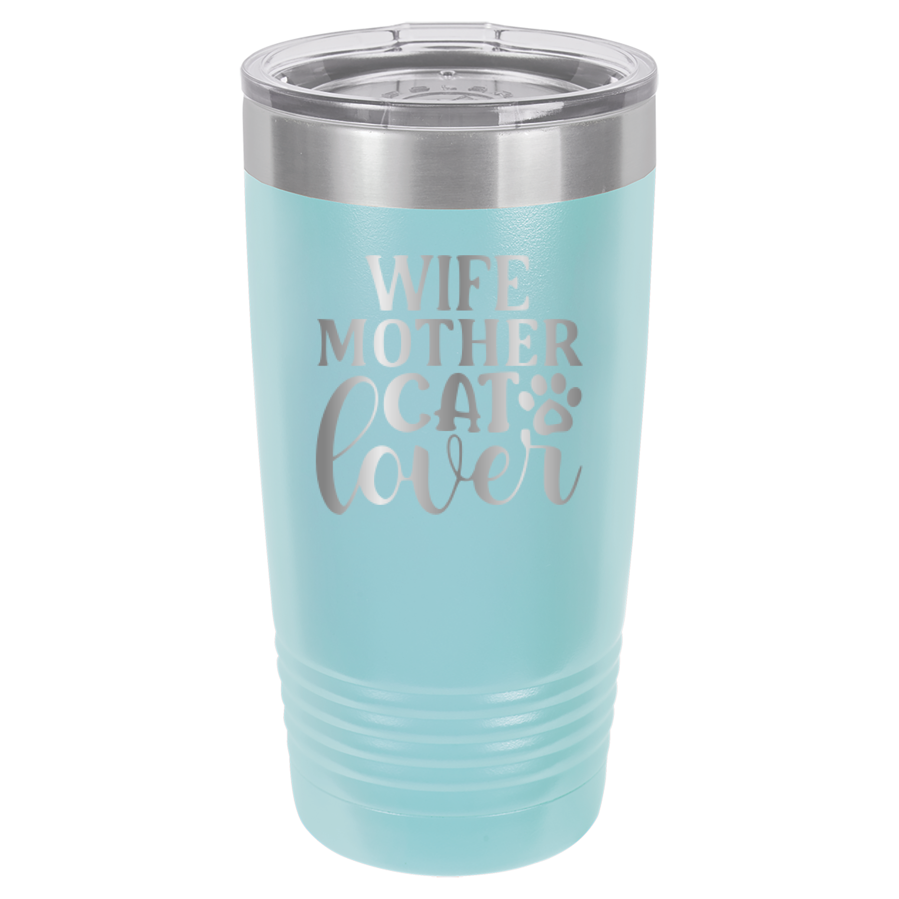 Wife, Mother, Cat Lover - 20oz Polar Camel Tumbler - Light Blue image