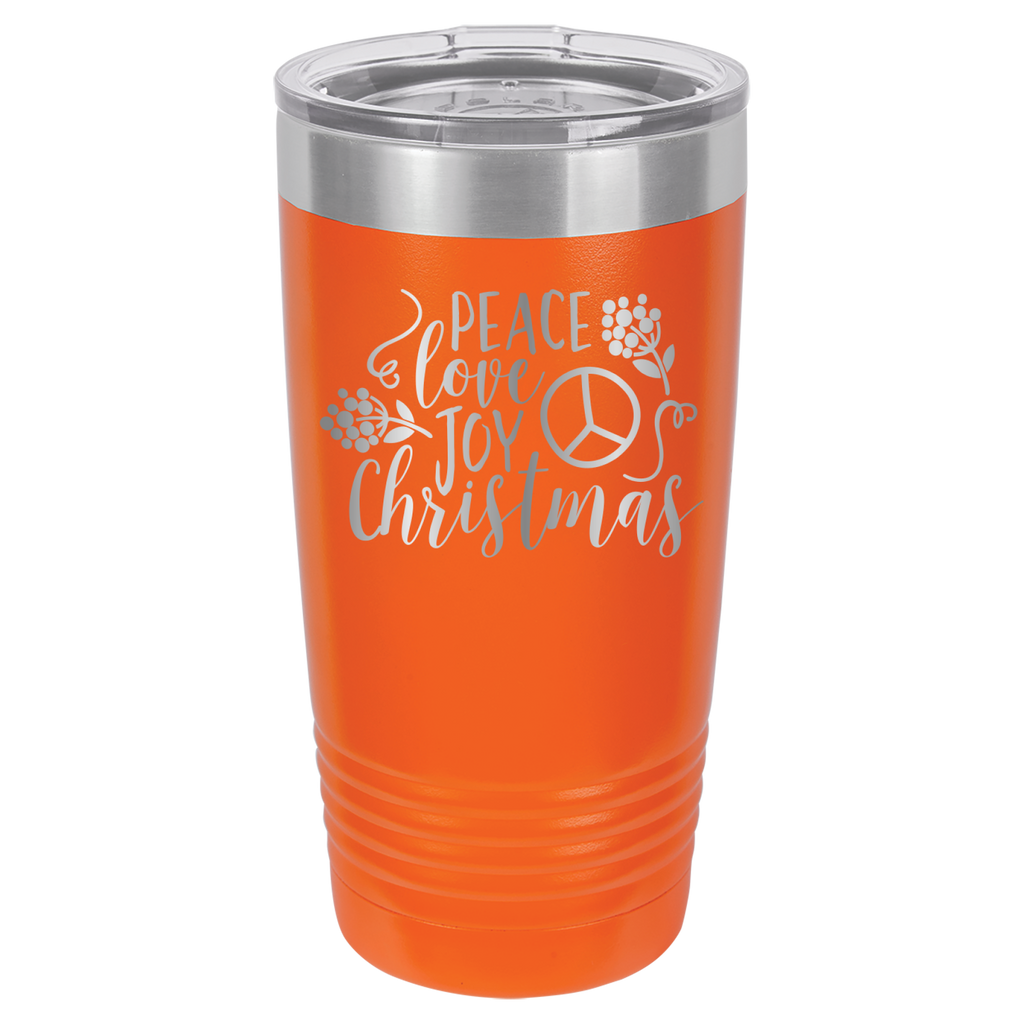 Peace Love Joy - Christmas - 20oz Polar Camel Tumbler - Orange image