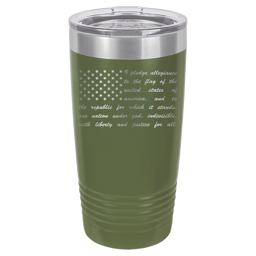 Pledge of Allegiance Flag - 20oz Polar Camel Tumbler - America - Olive Green image