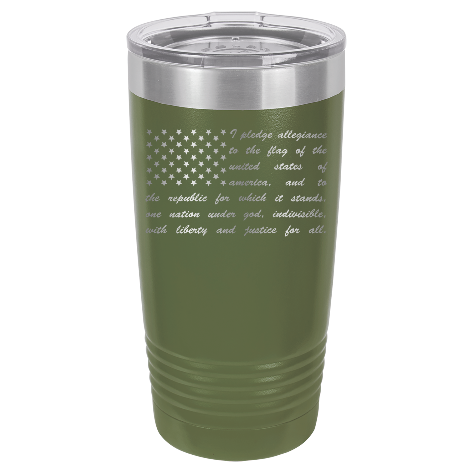 Pledge of Allegiance Flag - 20oz Polar Camel Tumbler - America - Olive Green image