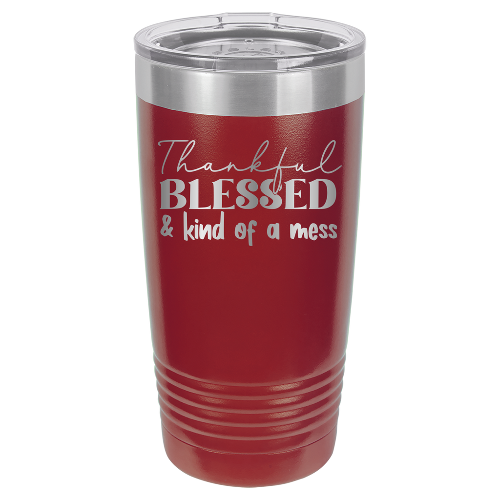 Thankful, Blessed, And Kind Of A Mess - 20oz Polar Camel Tumbler image 10