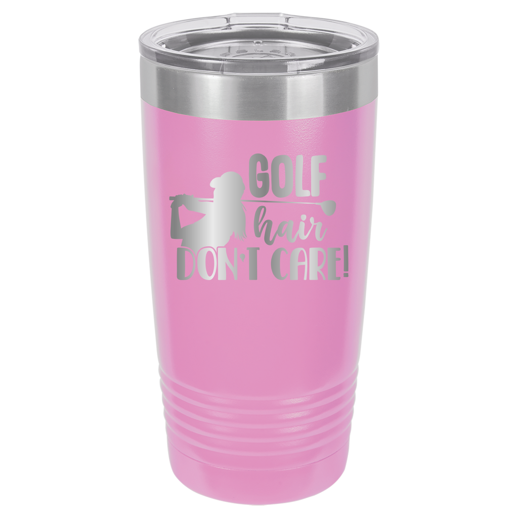 Golf Hair, Don't Care - 20oz Polar Camel Tumbler - Light Purple image