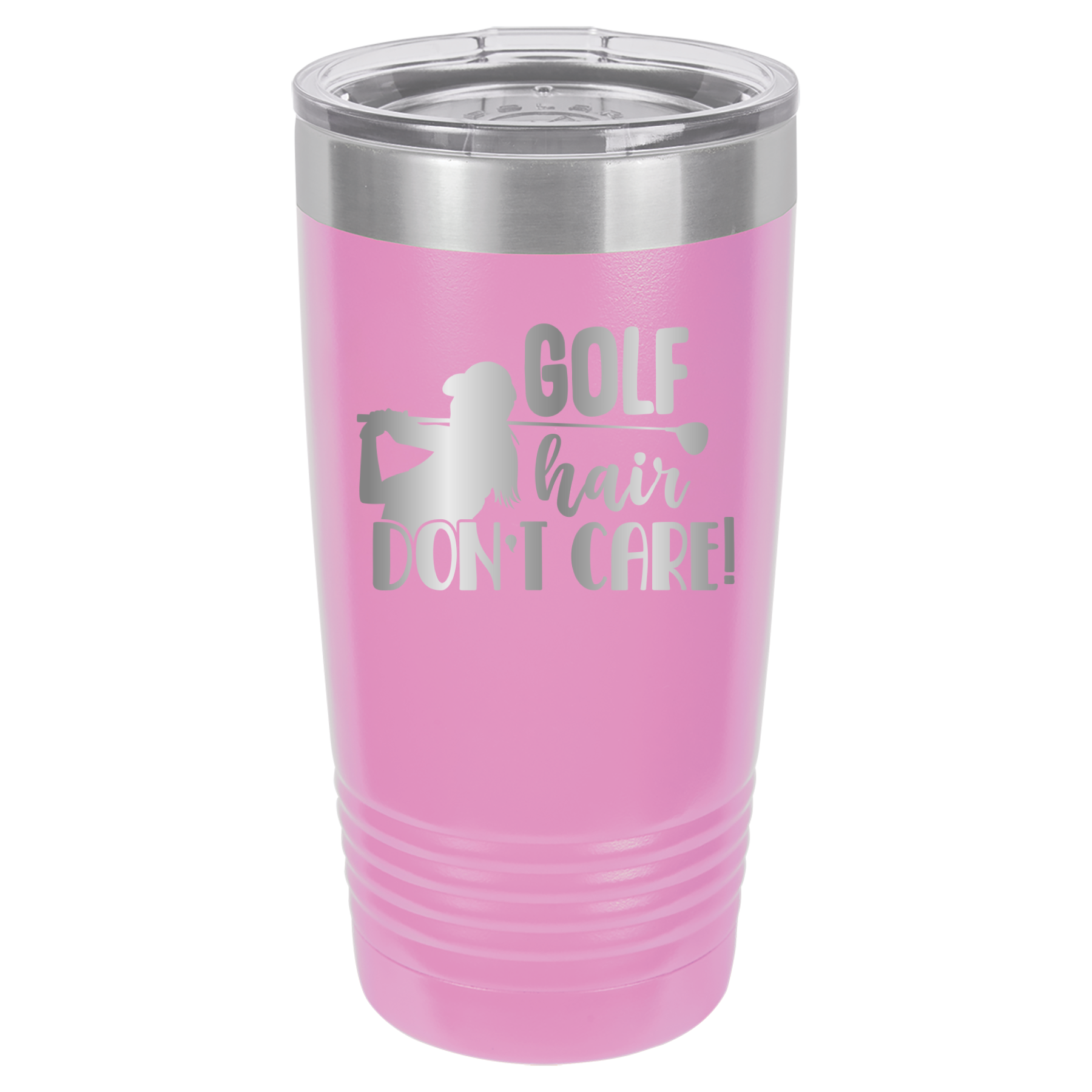 Golf Hair, Don't Care - 20oz Polar Camel Tumbler - Light Purple image