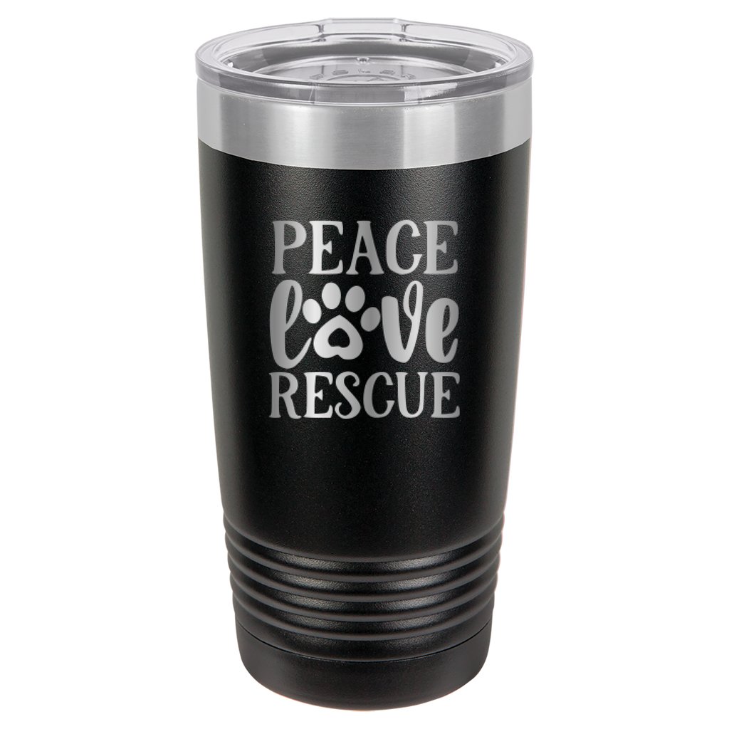 Peace, Love, Rescue - 20oz Polar Camel Tumbler - Black image