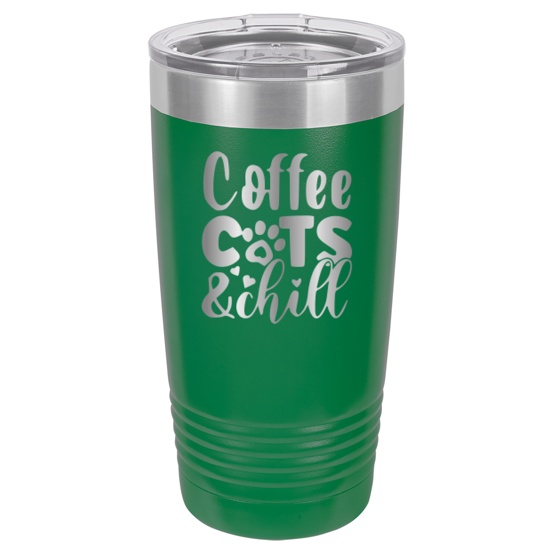 Coffee, Cats, And Chill - 20oz Polar Camel Tumbler - Green image