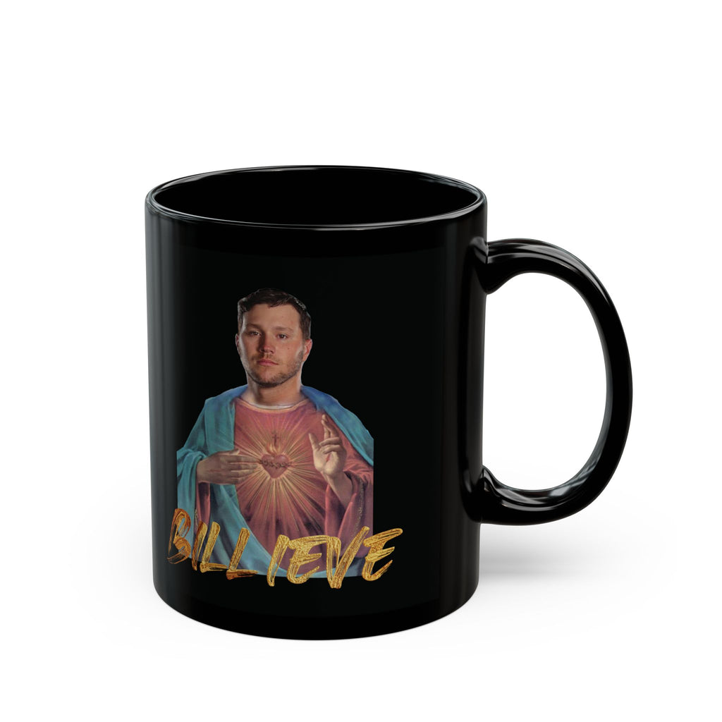 Funny Josh Allen as Jesus Black Mug (11oz) - Humorous Coffee Cup Gift, NFL Football Fan Decor, Buffalo Bills Quarterback Novelty