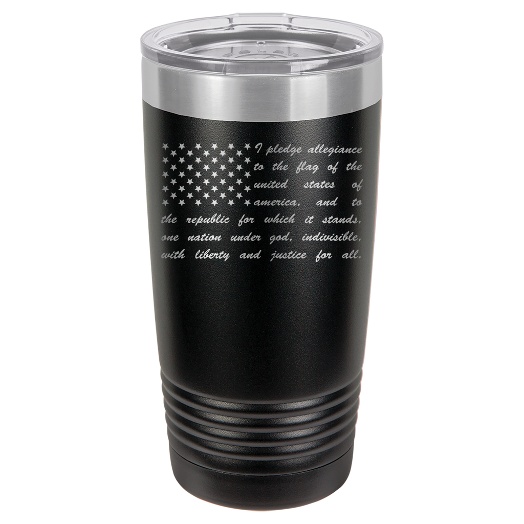 Pledge of Allegiance Flag - 20oz Polar Camel Tumbler - America - Black image