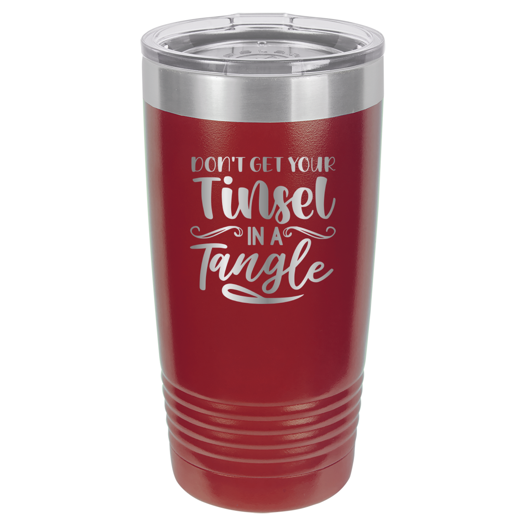 Don't Get Your Tinsel In A Tangle - 20oz Polar Camel Tumbler - Maroon image