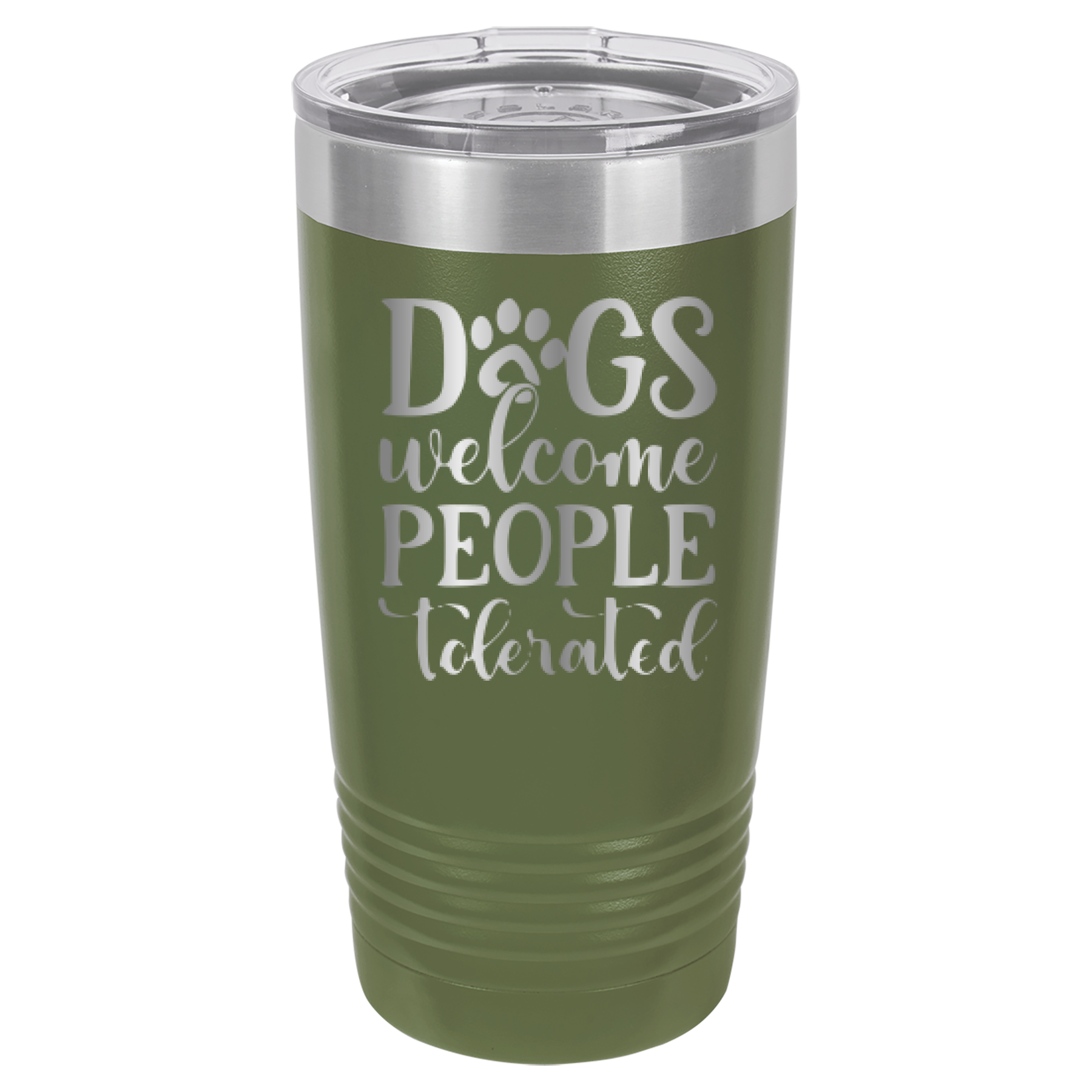 Dogs Welcome People Tolerated - 20oz Polar Camel Tumbler - Olive Green image