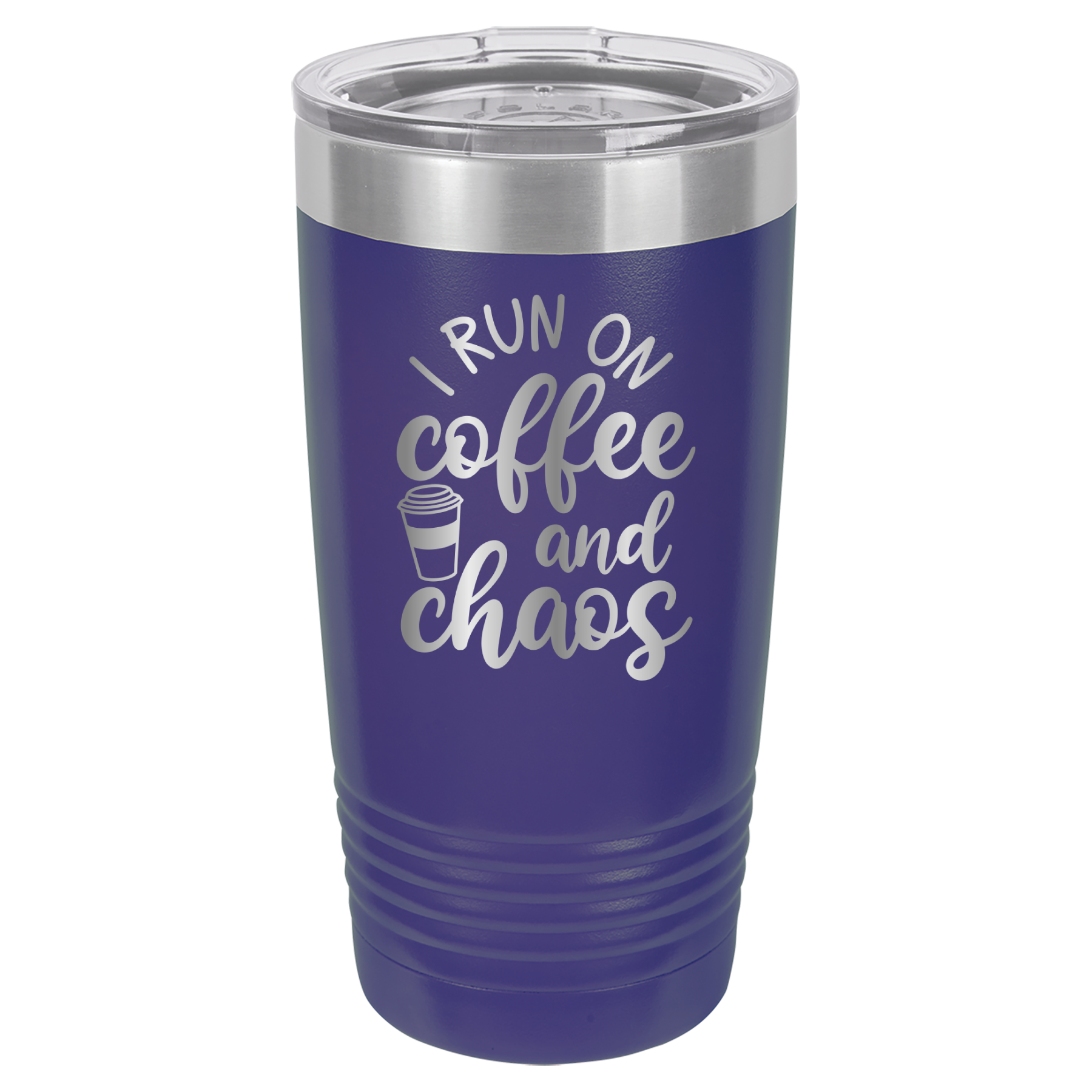 I Run on Coffee and Chaos - 20oz Polar Camel Tumbler - Purple image