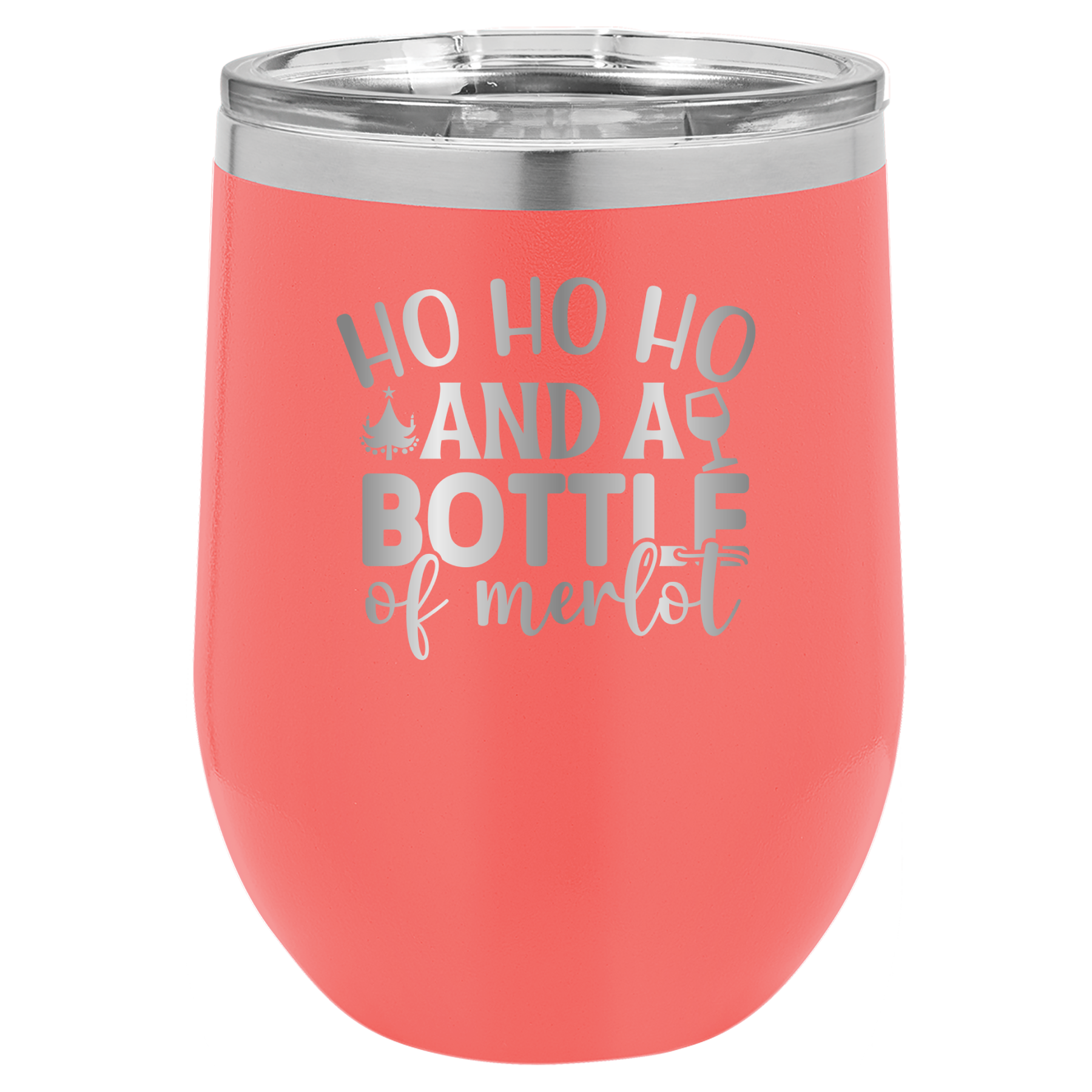 Ho Ho Ho And A Bottle of Merlot - 12oz Polar Camel Wine Tumbler image 1