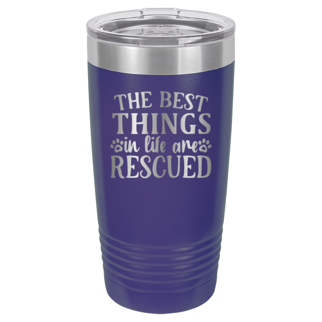The Best Things In Life Are Rescued - 20oz Polar Camel Tumbler - Purple image